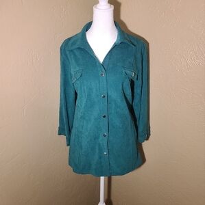 JM Collection Teal Button-Up Women's TopP/XL